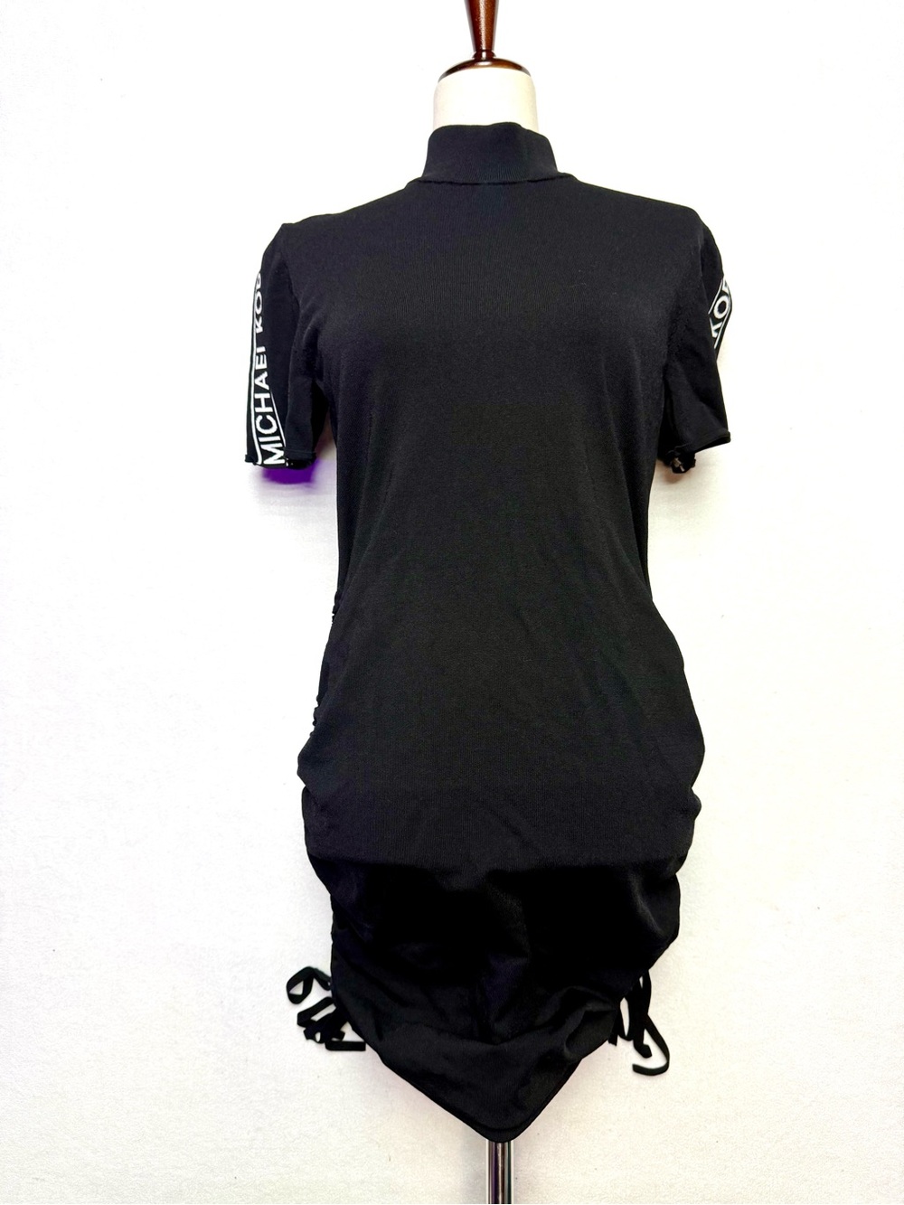 Michael Kors Black Ribbed Short Sleeve Dress